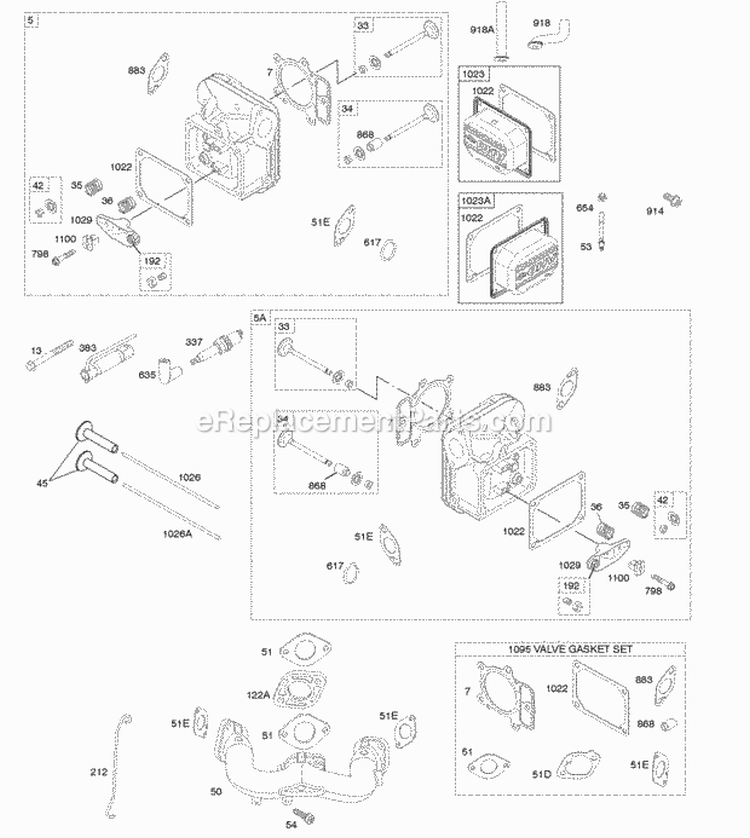 Cylinder Head Gasket Set - Valve Intake Manifold Kit - Carburetor Overhaul Valves Diagram and Parts List for 405577-0116-B1  Briggs and Stratton Engine